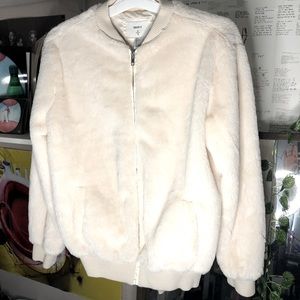 Cream colored , soft fluffy jacket , size L